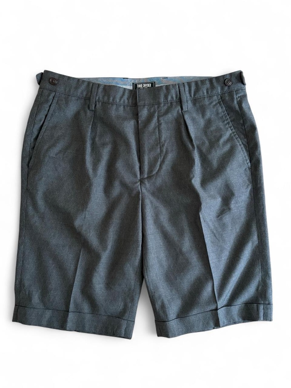 Todd Snyder Gray Diamond Wool/Cashmere Pleated Side Tab Trouser Shorts Size 34